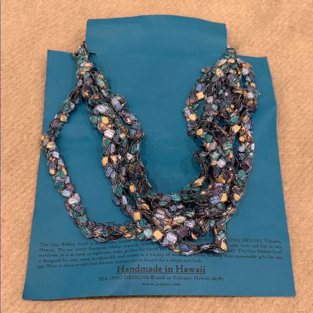 Ono Ribbon Scarf Co Handmade Multicolor Seascape Necklace Made in Hawaii NWT